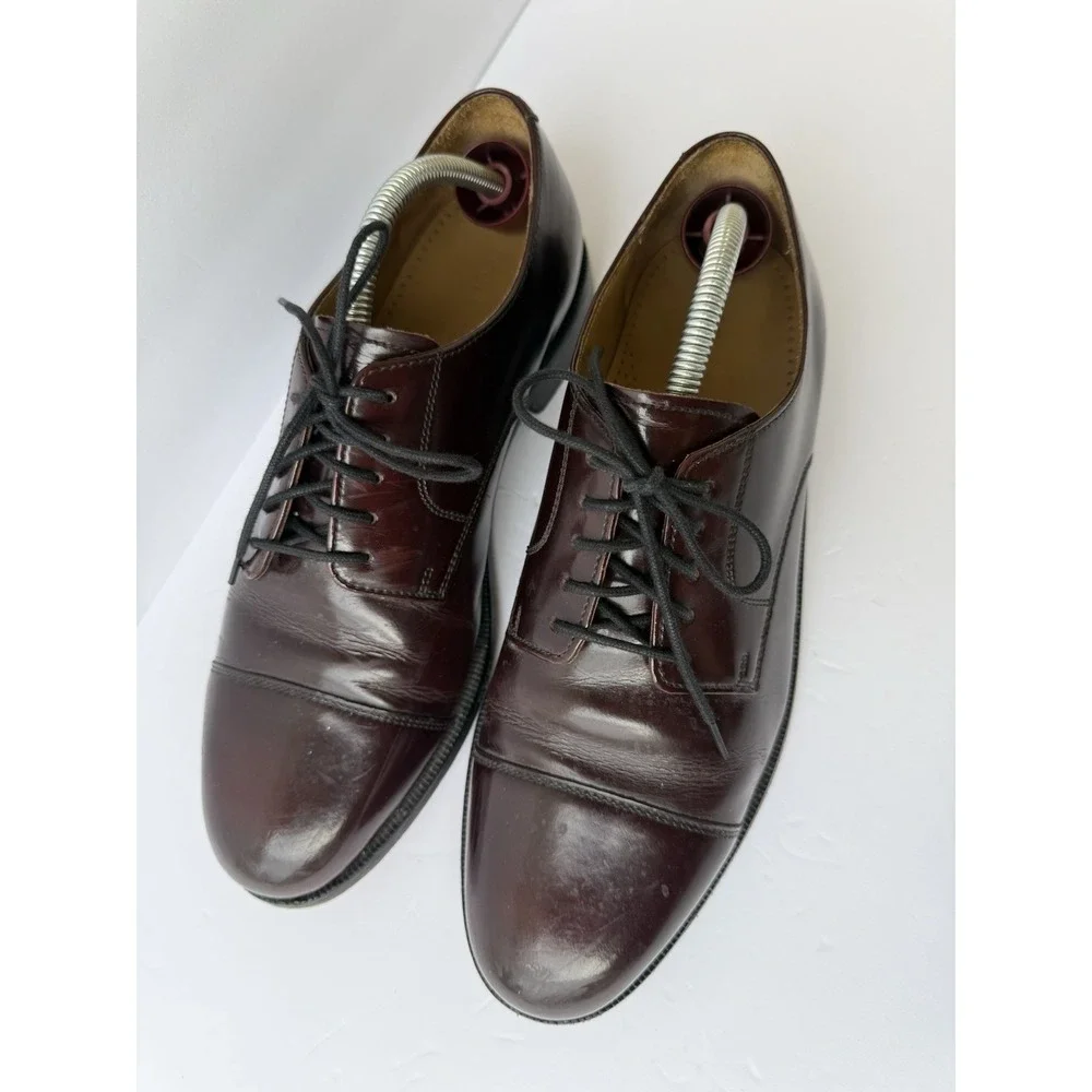 Cole Haan Men's 9D Burgundy Oxblood Leather Cap Toe Oxford Dress Shoes Lace Up